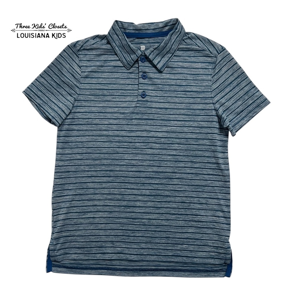 All in Motion S (6/7) Blue Striped Polo Shirt